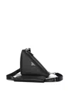 Prada Saffiano Leather And Leather Shoulder Bag In Black