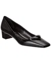 Prada Triangle Saffiano Patent Pump In Black