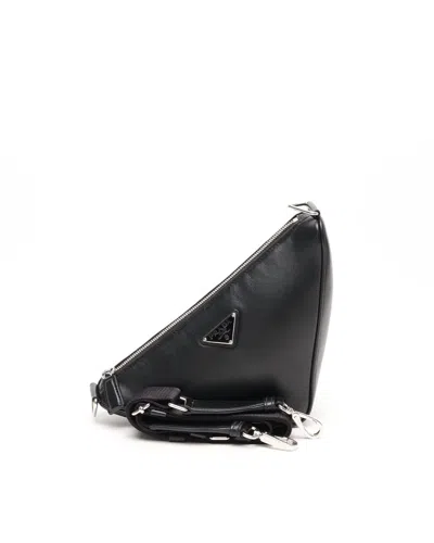 Prada Triangle Shoulder Bag In Black