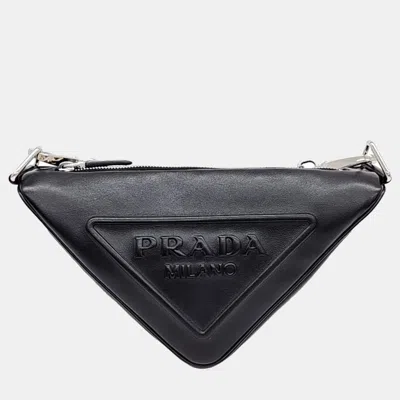 Pre-owned Prada Triangle Shoulder Bag In Black