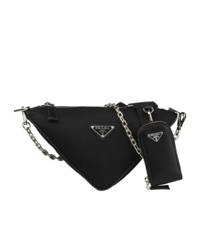 Prada Triangle Shoulder Bag In Black