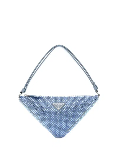 Prada Triangle Shoulder Bag In Blue