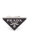 Prada Triangle Single Clip Earring In Metallic