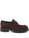 Prada Suede Loafers With Chunky Heel And Round Toe In Black