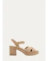 Prada Triangle Suede Platform Sandals In Neutral
