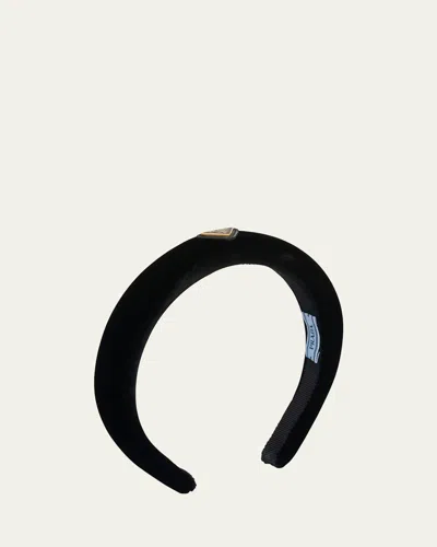 Prada Triangle Velvet Padded Headband