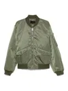 Prada Triangle Logo Satin Bomber Jacket In Green