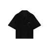 Prada Short Sleeve Collared Jacket Front Pocket In Black