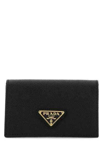 Prada Triangle-logo Cardholder In Black