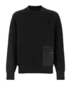 Prada Stretch Viscose-polyamide T-shirt Sweatshirt With External Pocket And Calf Leather Detail In Metallic