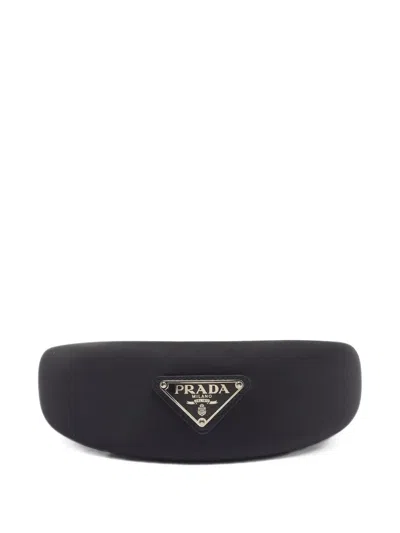Pre-owned Prada Triangle-logo Headband In Black