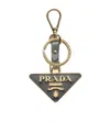 Prada Triangle-logo Keychain In Gray