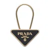 Prada Triangle-logo Keyring In Gold