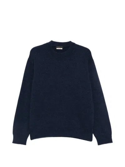 Prada Triangle-logo Knit Sweater In Blue