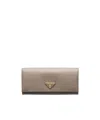 Prada Triangle-logo Leather Wallet In Gray