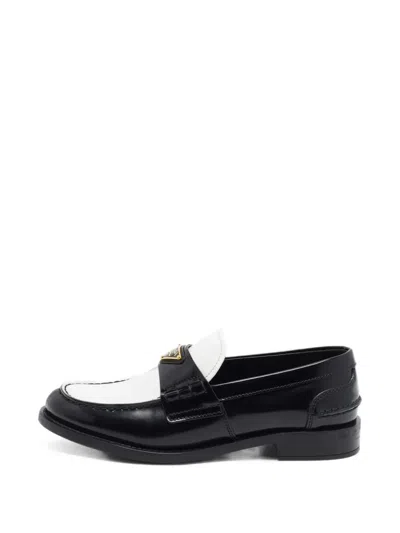 Pre-owned Prada Triangle-logo Loafers In Black