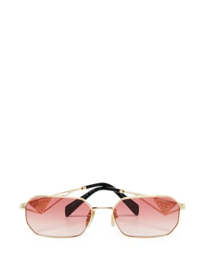 Pre-owned Prada Triangle-logo Rectangle-frame Sunglasses In Pink