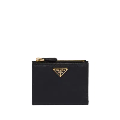 Prada Triangle-logo Saffiano Leather Wallet In Black