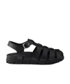 Prada Black Logo Sandals In Black