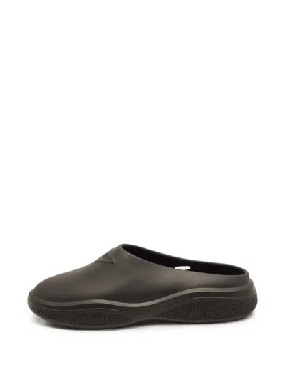 Pre-owned Prada Triangle-logo Slides In Black