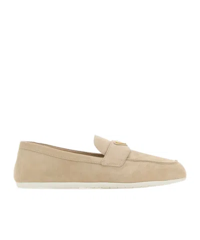 Prada Triangle-logo Slip-on Loafers In Neutral