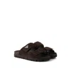 Prada Double Strap Open Toe Leather Sandals In Brown