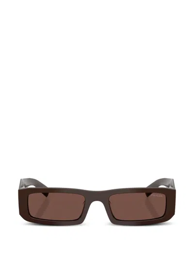 Prada Eyewear Prd09sd Rectangular Frame Sunglasses In Brown