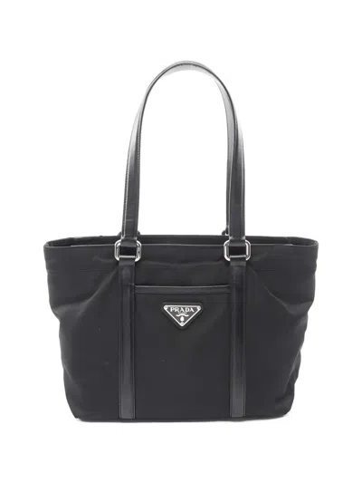 Pre-owned Prada Triangle-logo Tote Bag In Black