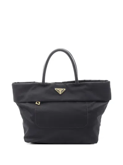 Pre-owned Prada Triangle-logo Tote Bag In Black