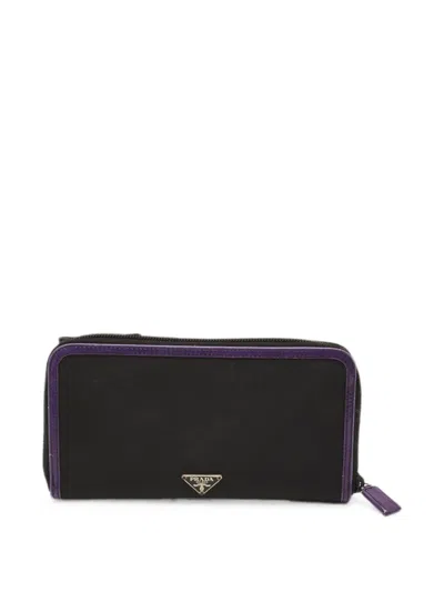 Pre-owned Prada Triangle-logo Wallet In Black