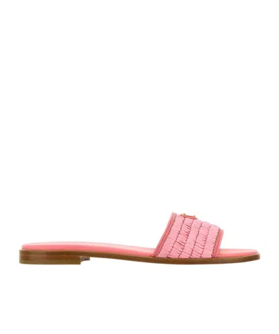 PRADA PRADA TRIANGLE-LOGO WOVEN SLIP-ON SANDALS