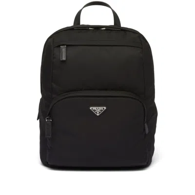 Prada Triangle-logo Zipped Backpack In Black