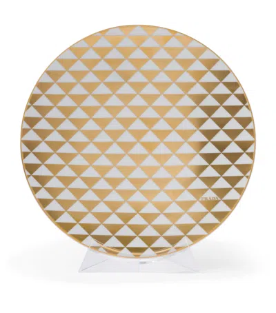 Prada Triangles Mini Charger Plate In Gold