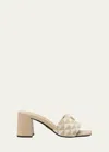 Prada Triangolo Jacquard Flat Slide Sandals In Desertobi