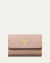 Prada Trifold Leather Wallet In Cipria