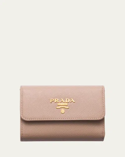 Prada Trifold Leather Wallet In Cipria