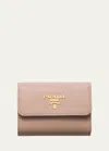 Prada Trifold Leather Wallet In F0236 Cipria