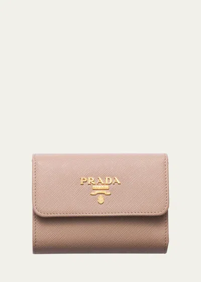 Prada Trifold Leather Wallet In F0236 Cipria