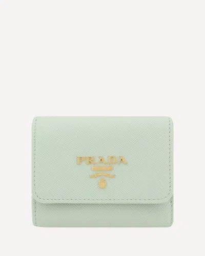 Prada Trifold Leather Wallet With Grained Texture