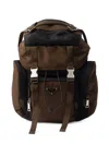 Prada Trim Leather Backpack In Brown