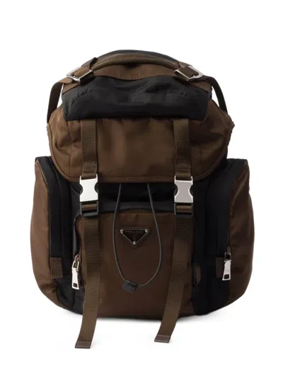 Prada Trim Leather Backpack In Brown