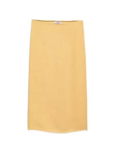 Prada Triple-chiffon Midi Skirt In Yellow
