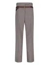 Prada Technical Wool Pants With Printed Belt In Brown