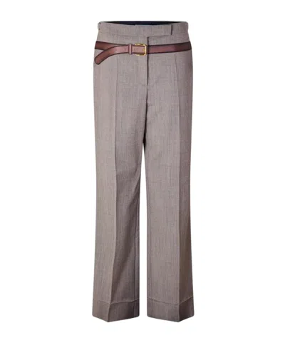 Prada Trompe-l'oeil High-waisted Wide-leg Pants In Gray
