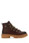 Prada Women's Ebony-coloured Leather Lace-up Boot
