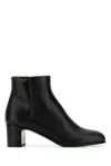 Prada 5 Cm Heel Leather Ankle Boots In Black