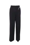 Prada Embellished Wool Gabardine Wide-leg Pants In Black