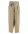Prada Oversize Cotton Wide-leg Trousers In Beige