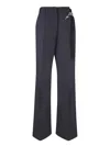 Prada Embellished Wool Gabardine Wide-leg Pants In Blue