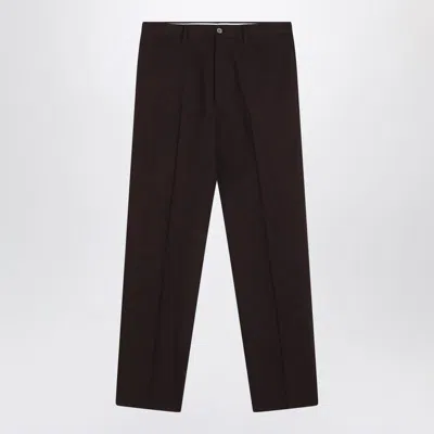 Prada Virgin Wool Mid-rise Straight-leg Trousers In Brown